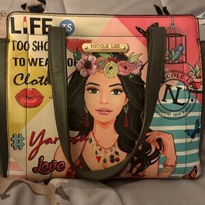 Nicole Lee Pink and Green Graphic Tote